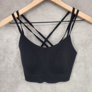 OFFLINE By Aerie Real Me Hold Up! Most Support Sports Bra Small Black Strappy